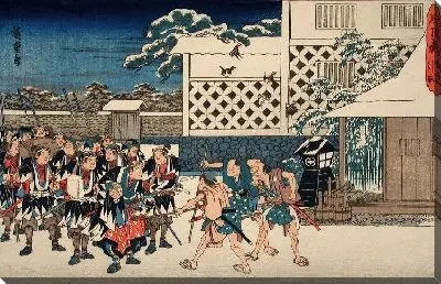 Картина Атака (1835-1839) (Act XI Fourth Episode (Actually Fifth): Rōnin After Attack Going to Sengakuji Temple, Stopped by Soldiers of Prince of Sendai, To Be Given Refreshments)