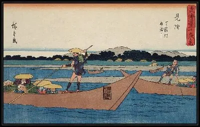 Картина Паромная переправа (1841-1842) (Ferry Crossing the Tenryū River, Mitsuke)