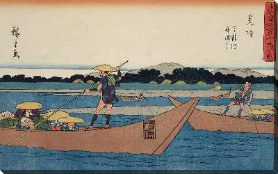 Картина Паромная переправа (1841-1842) (Ferry Crossing the Tenryū River, Mitsuke)