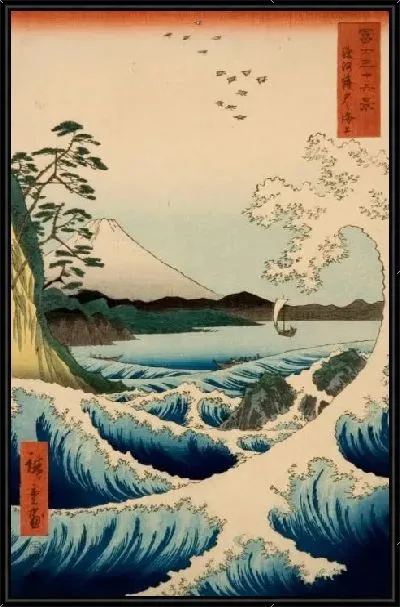 Картина Море (1858) (The Sea at Satta, Suruga Province, from the series "Thirty-six Views of Mount Fuji")