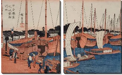 Картина Устье реки Аджи в Осаке (1840-1842) (The Mouth of the Aji River in Osaka)
