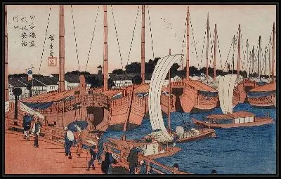 Картина Устье реки Аджи в Осаке (1840-1842) (The Mouth of the Aji River in Osaka)