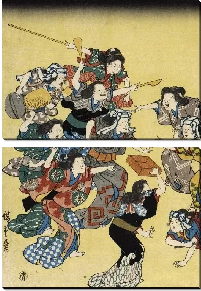 Картина Внезапное нападение женщин (1852) (A Large Group of Women Practice for Sudden Attack)
