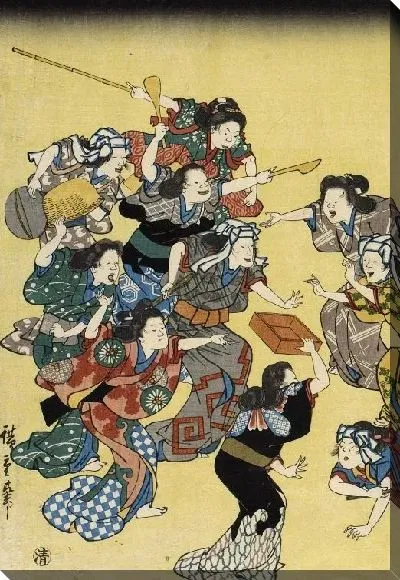 Картина Внезапное нападение женщин (1852) (A Large Group of Women Practice for Sudden Attack)