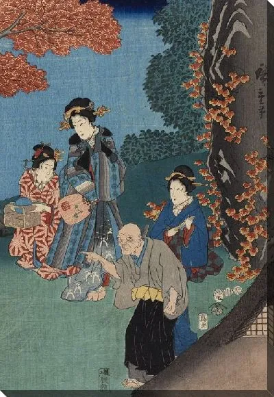 Картина Луна в рисовых полях (1853) (Moon Reflected in the Rice Fields at Sarashina in Shinano Province)