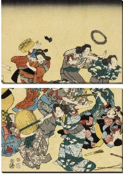 Картина Внезапное нападение женщин (1852) (A Large Group of Women Practice for Sudden Attack)