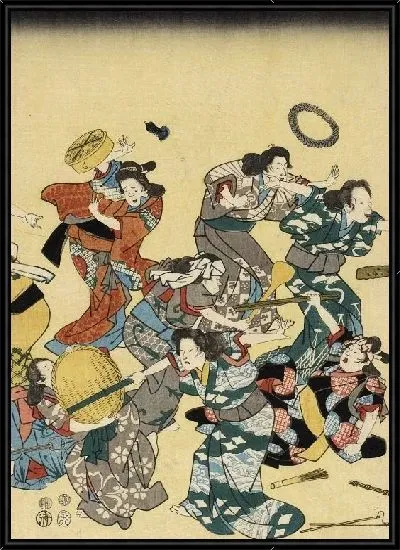 Картина Внезапное нападение женщин (1852) (A Large Group of Women Practice for Sudden Attack)