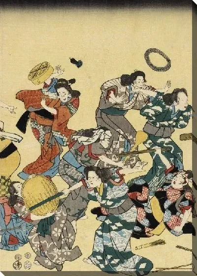 Картина Внезапное нападение женщин (1852) (A Large Group of Women Practice for Sudden Attack)