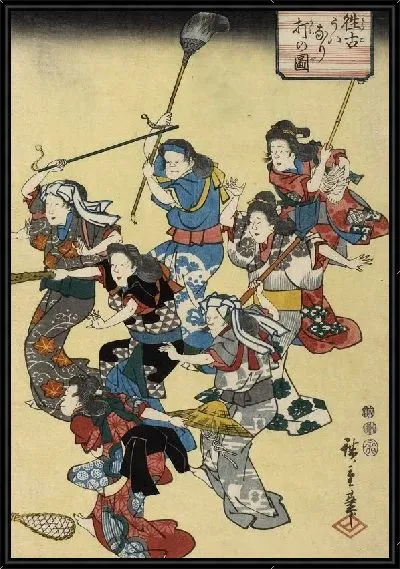 Картина Внезапное нападение женщин (1852) (A Large Group of Women Practice for Sudden Attack)