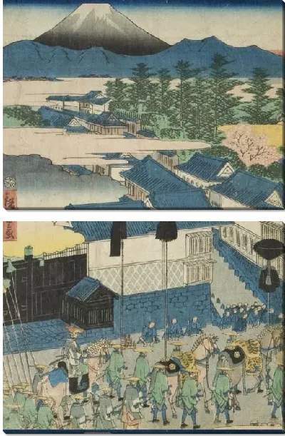 Картина Крестный ход в Касумигасеки (1863) (Daimyo Procession at Kasumigaseki in Edo)