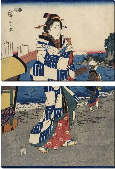 Картина Церемония (1850) (Ceremony Unveiling the Icon at Benzaiten, Enoshima)
