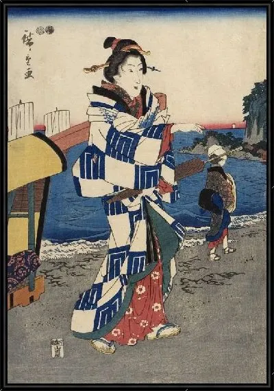 Картина Церемония (1850) (Ceremony Unveiling the Icon at Benzaiten, Enoshima)