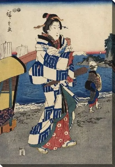 Картина Церемония (1850) (Ceremony Unveiling the Icon at Benzaiten, Enoshima)