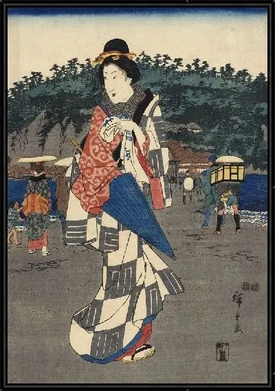 Картина Церемония (1850) (Ceremony Unveiling the Icon at Benzaiten, Enoshima)