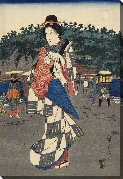 Картина Церемония (1850) (Ceremony Unveiling the Icon at Benzaiten, Enoshima)