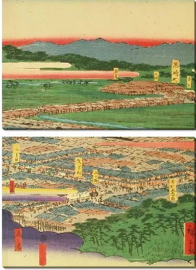 Картина Канагава (1861) (Kanagawa, Noge, and Yokohama; Evening Scene of Yokohama)