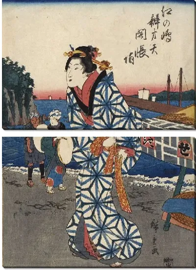 Картина Церемония (1850) (Ceremony Unveiling the Icon at Benzaiten, Enoshima)