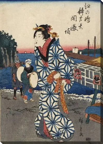 Картина Церемония (1850) (Ceremony Unveiling the Icon at Benzaiten, Enoshima)