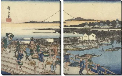 Картина Торговцы в Нихонбаси (1830-1840) (Kooplui op Nihonbashi)