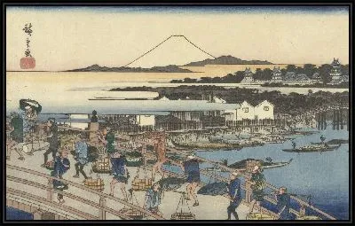 Картина Торговцы в Нихонбаси (1830-1840) (Kooplui op Nihonbashi)