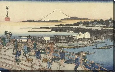 Картина Торговцы в Нихонбаси (1830-1840) (Kooplui op Nihonbashi)