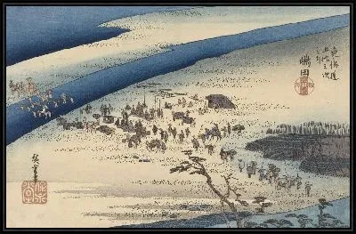Картина Берег реки Ои (1828-1835) (De Suruga oever van de Oi rivier in Shimada)