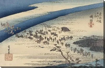 Картина Берег реки Ои (1828-1835) (De Suruga oever van de Oi rivier in Shimada)