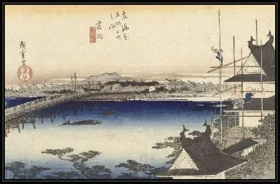 Картина Тойо (1828-1835) (Yoshida, de brug over de Toyo rivier)