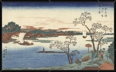 Картина Вишневые деревья вдоль реки Сумида (1828-1833) (Kersenbomen in blad langs de Sumida rivier)