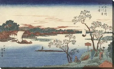 Картина Вишневые деревья вдоль реки Сумида (1828-1833) (Kersenbomen in blad langs de Sumida rivier)