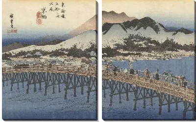 Картина Большой мост в Сандзе (1828-1835) (Kyoto, de grote brug bij Sanjo)