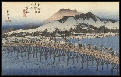 Картина Большой мост в Сандзе (1828-1835) (Kyoto, de grote brug bij Sanjo)