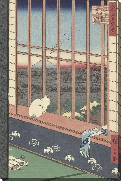 Картина Рисовые поля Асакуса (1857) (Optocht naar Torinomachi in de Asakusa rijstvelden)