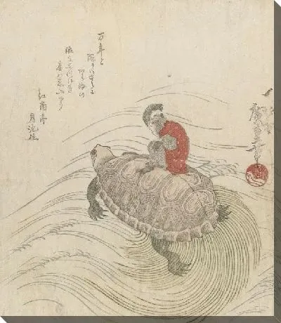 Черепаха и обезьяна (1824) (Langharige schildpad (minogame) met aapje)