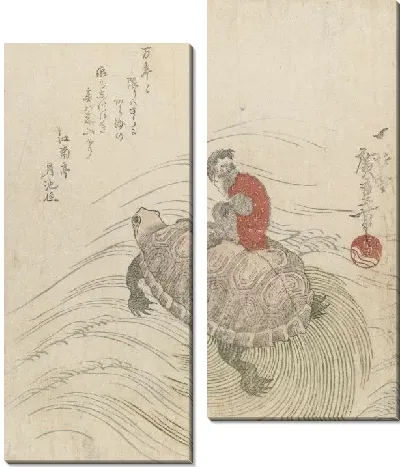 Черепаха и обезьяна (1824) (Langharige schildpad (minogame) met aapje)