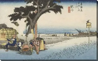 Картина Чай на открытом воздухе (1833-1834) (Theehuis in de buitenlucht in Fukuroi)