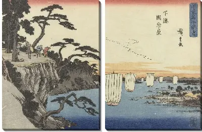 Картина Шимоза (1825-1835) (Het klif te Kokufu in de provincie Shimosa)