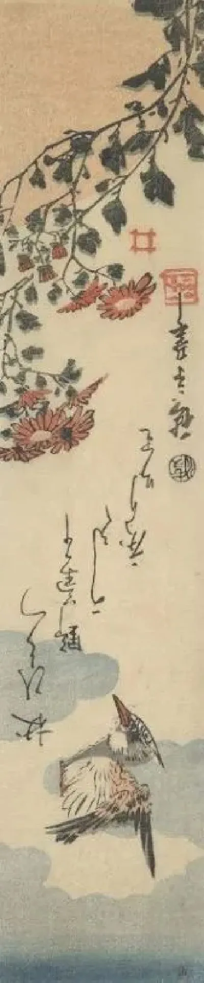 Картина Зимородок и хризантема (1850) (Kingfisher and Chrysanthemum)