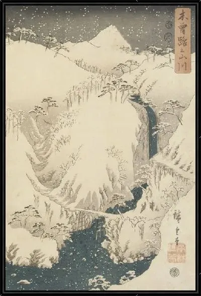 Картина Горы и реки (1857) (Mountains and River along the Kisokaido)
