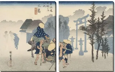 Картина Мисима (1828-1835) (Mishima in ochtendmist)
