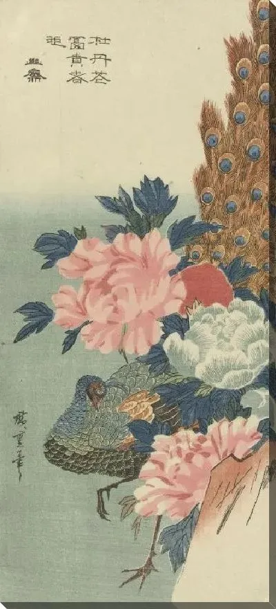 Картина Павлин и пионы (1833-1837) (Pauw en pioenrozen)