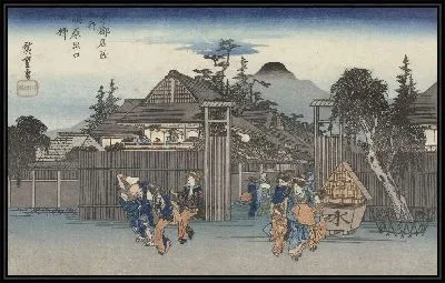 Картина У ворот (1832-1836) (De wilg bij de poort van Shimabara)