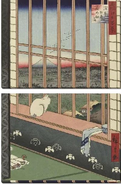 Картина Красивый вид (1857) (Tempelstoet te Torinomachi in de rijstvelden van Asakusa)