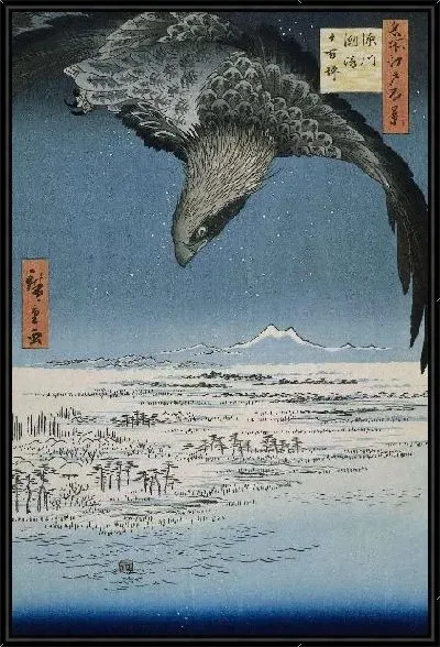 Картина Ястреб (1857) (De Jumantsubo vlakte te Susaki bij Fukagawa)