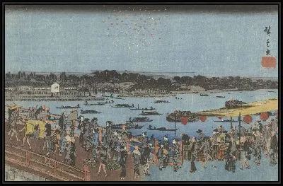 Картина Фейерверк (1835-1840) (Vuurwerk bij de Ryogoku brug)