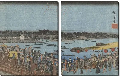 Фейерверк (1835-1840) (Vuurwerk bij de Ryogoku brug)