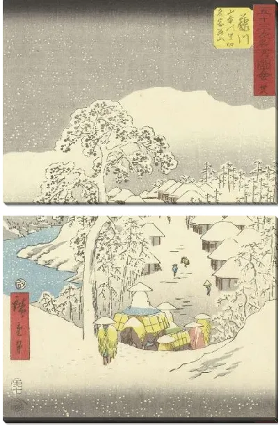Картина Горная деревня (1855) (Fujikawa, een bergdorp ook wel Fujiyama genoemd)