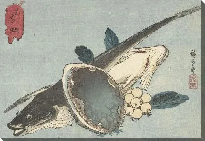 Камбала, морское ушко и ягоды (1835-1840) (Platvissen, abalone en bessen)