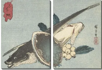 Камбала, морское ушко и ягоды (1835-1840) (Platvissen, abalone en bessen)