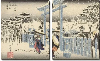 Картина Святыня в снегу (1833-1837) (Het Gion heiligdom in de sneeuw)